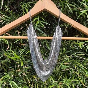 Silver Mesh Draped Necklace “Bandana” for Festival Season!